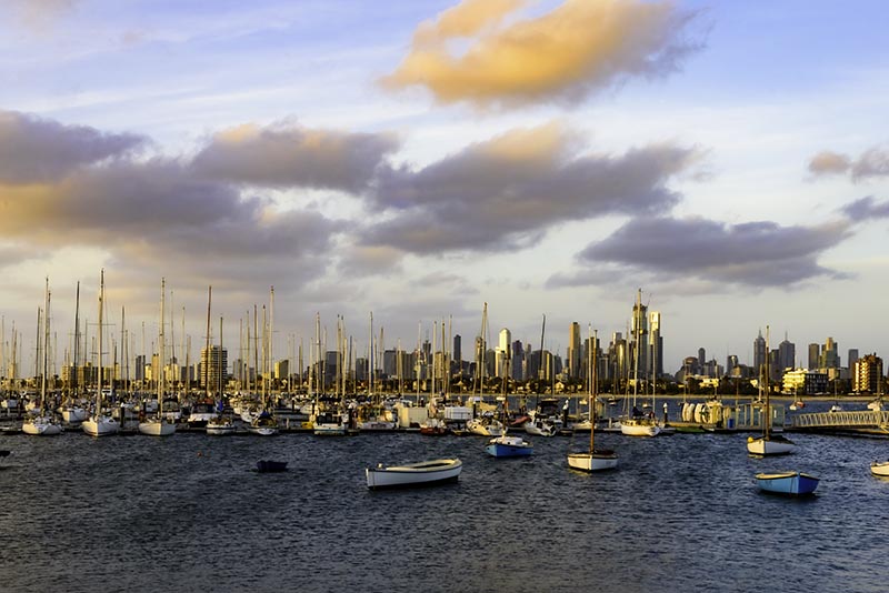 View of Melbourne from St Kilda Beach